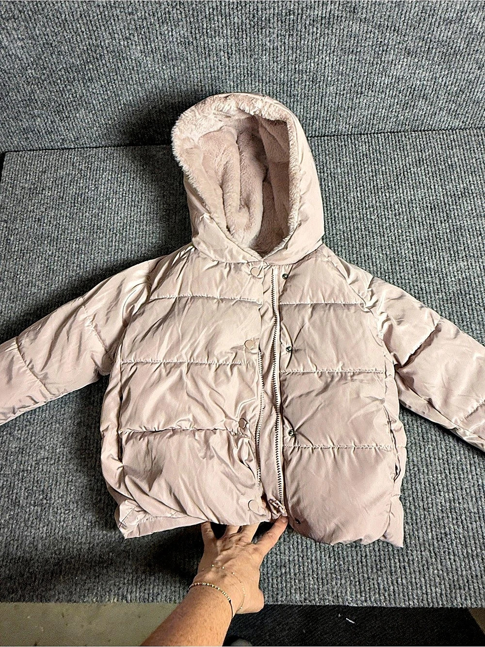 Zara Water-Repellent Hooded Puffer Coat Girls Pink Size 4-5Y